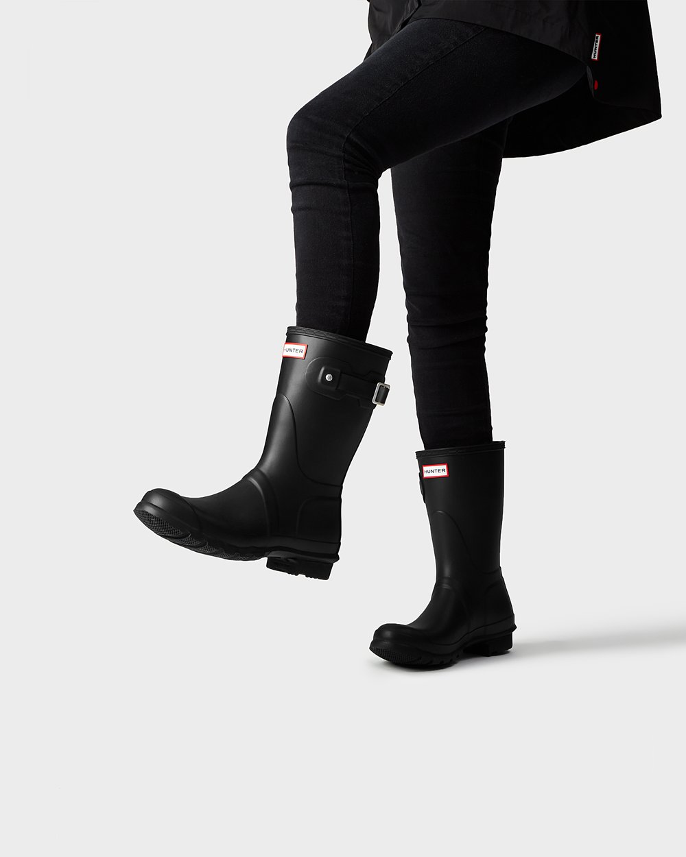 Bottes Courtes de Pluie Hunter Original Femme Noir HARLDVK-79